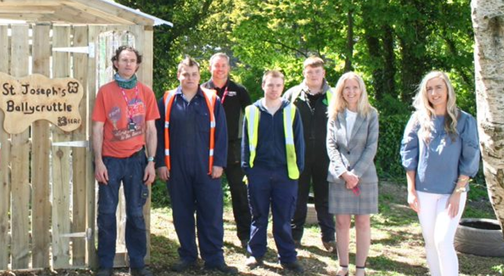 SERC Level 2 trainees in Carpentry, Joinery, Motor Vehicle, Land Based Engineering and Engineering have completed work on an Eco Shed for St Jospeh’s Primary School, Ballycruttle.  